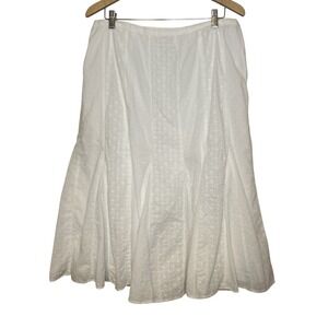JM Collection Eyelet Skirt 16W‎ White A-Line Side Zip Cottagecore Comfort Waist